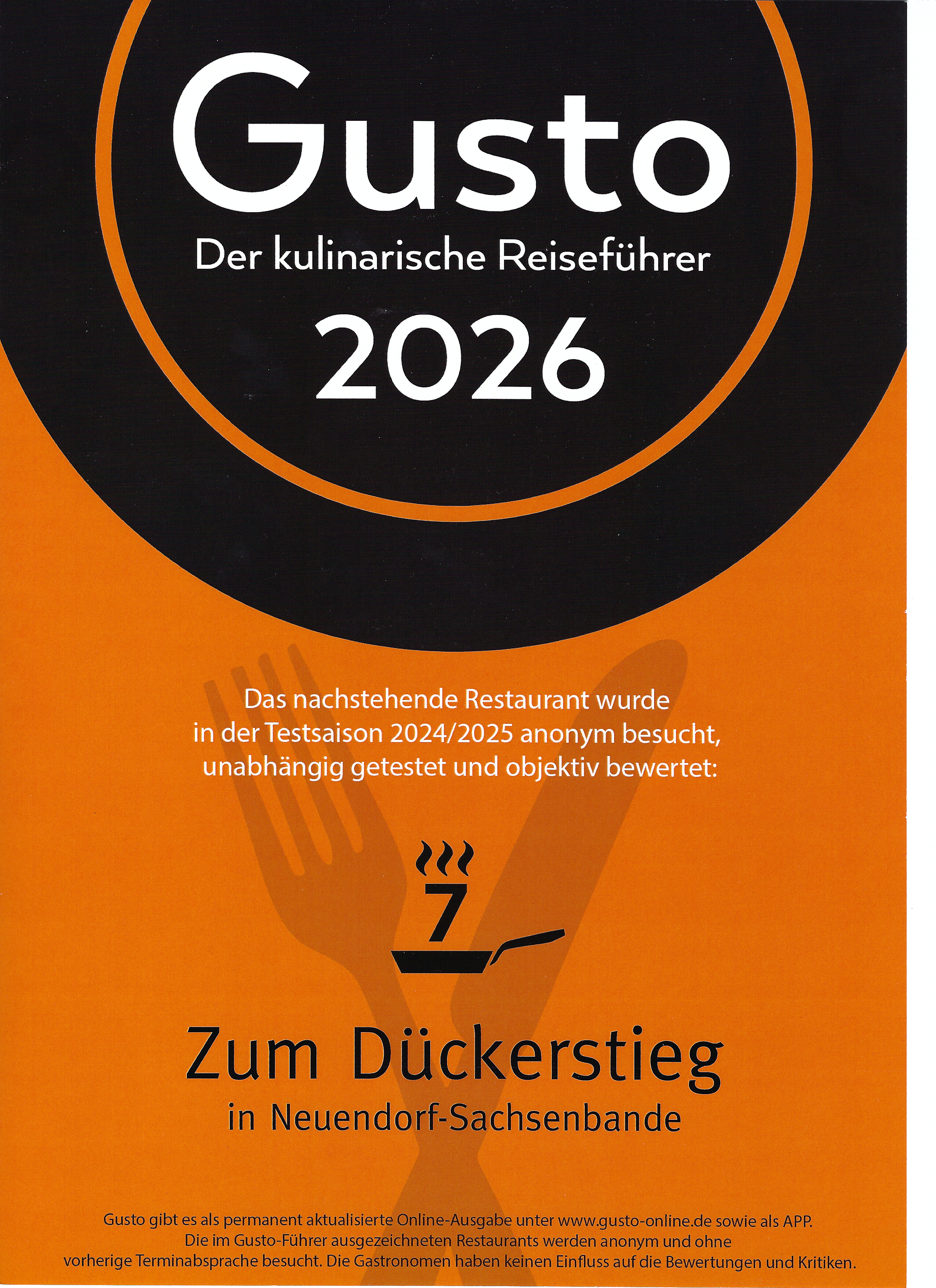 Auszeichnung Gusto, der kulinarische Reiseführer Deutschland